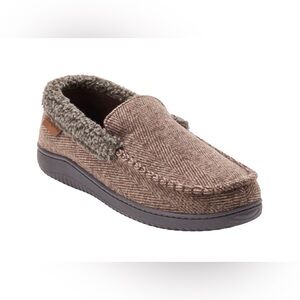 NEW Dearfoams Men's Brown Memory Foam Indoor/Outdoor Loafers Size S (7-8)